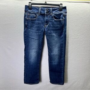 American Eagle Artist Crop Jeans Womens 6 Short Blue Denim Stretch Cute 2713